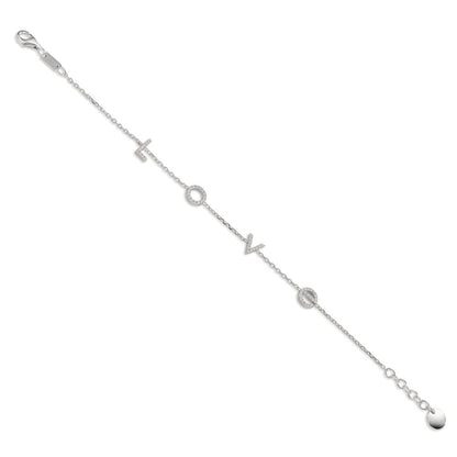 Bracelet Argent Zircone Rhodié 16-18 cm