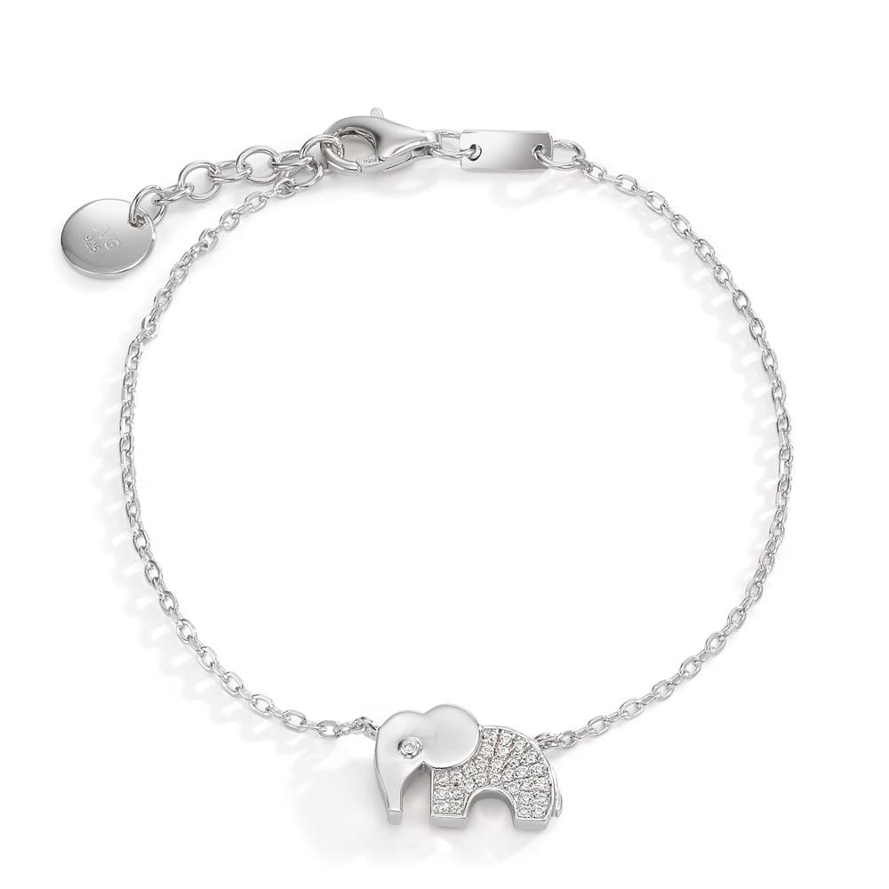 Armband Silber Zirkonia rhodiniert Elefant verstellbar