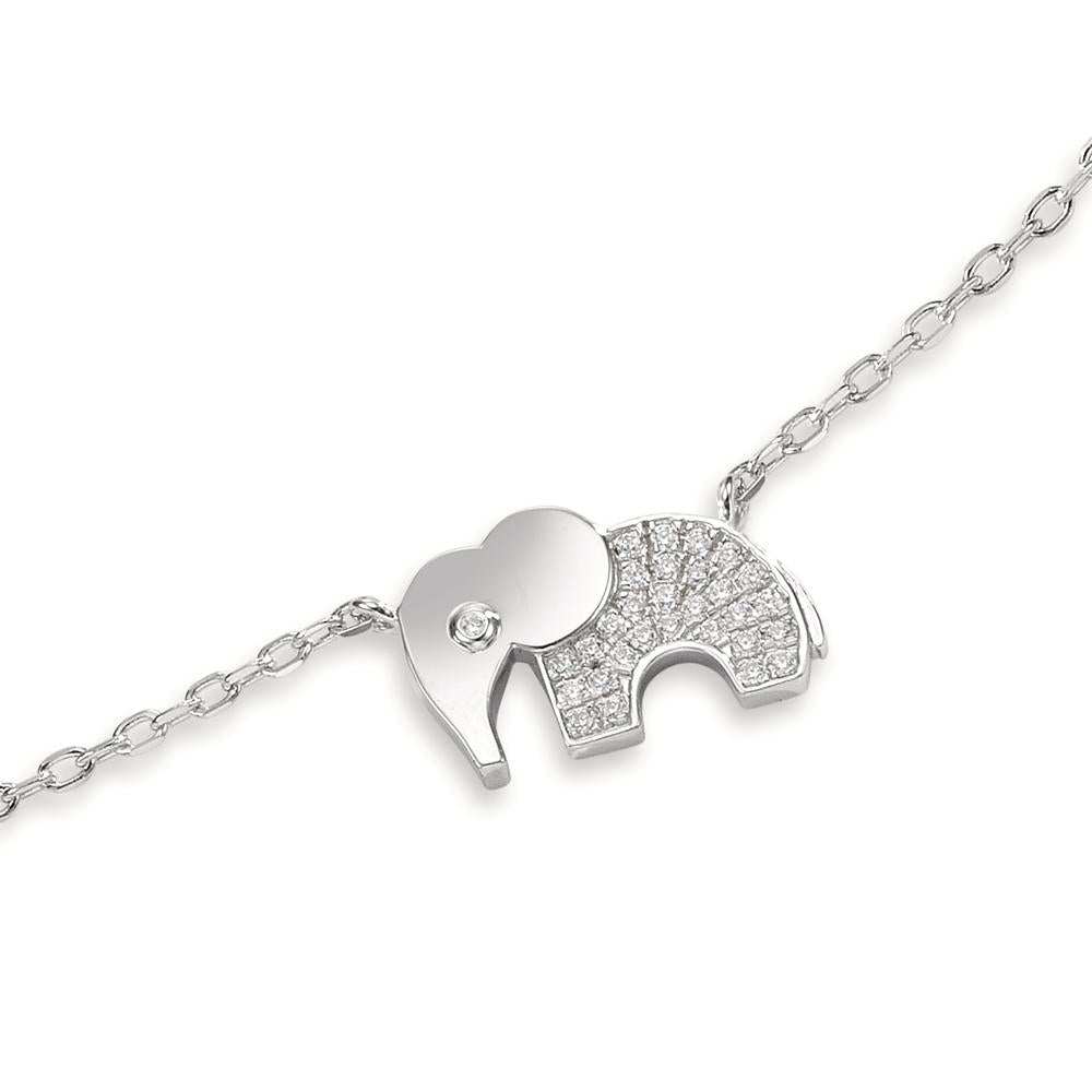 Armband Silber Zirkonia rhodiniert Elefant verstellbar