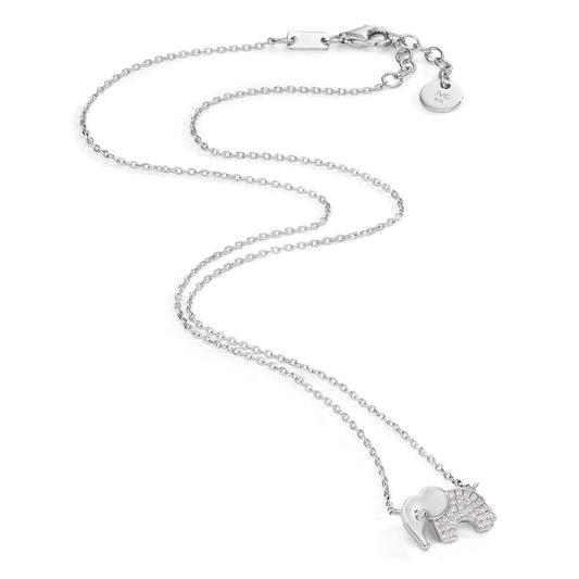 Collier Silber Zirkonia rhodiniert Elefant 40-43 cm verstellbar