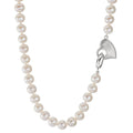 Collier Argent Rhodié perle d'eau douce 6-7 mm Coeur 42 cm