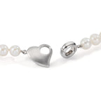 Collier Argent Rhodié perle d'eau douce 6-7 mm Coeur 42 cm