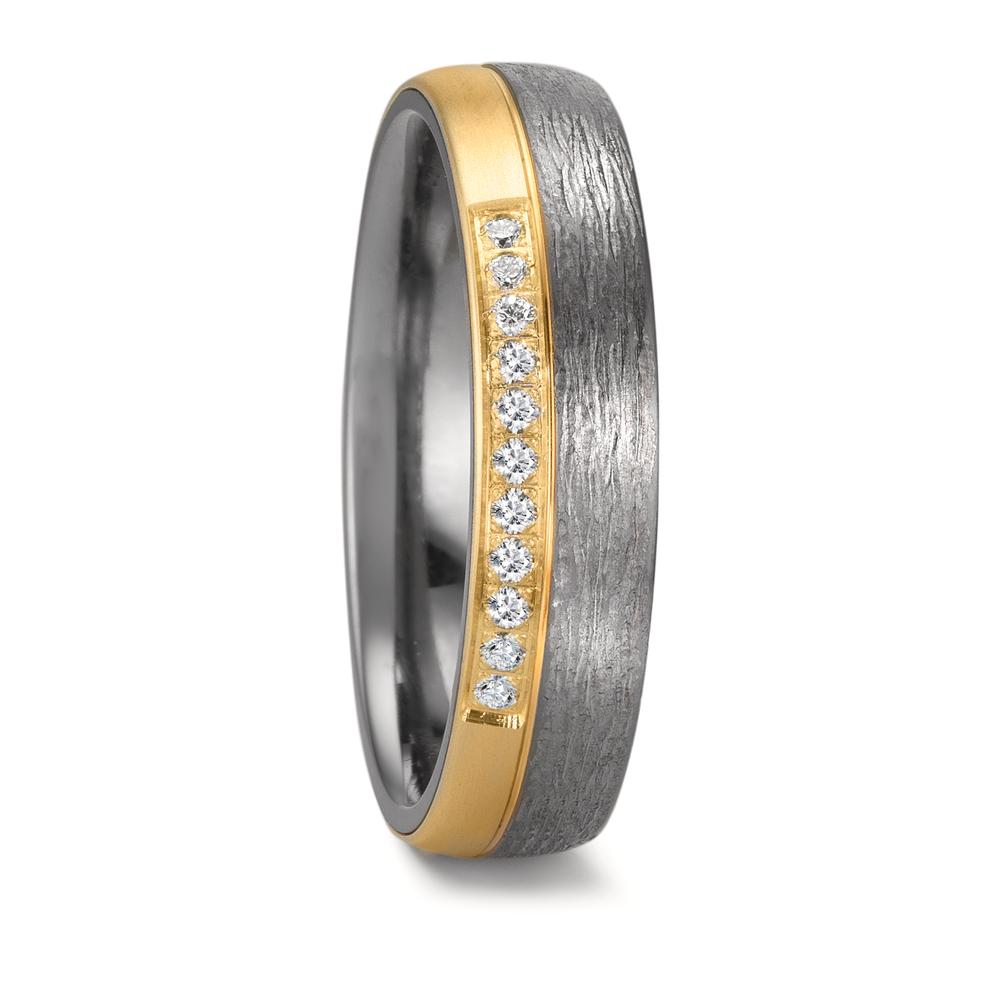 Anillo de pareja 999 tantalio, Oro amarillo de 585/14 kt. Diamante 0.11 ct, 11 piedras, w-si