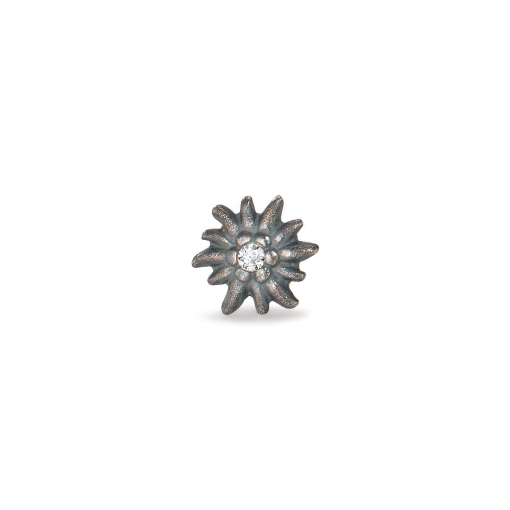 Clous d'oreille à l'unité Argent Zircone Patinée Edelweiss Ø7 mm
