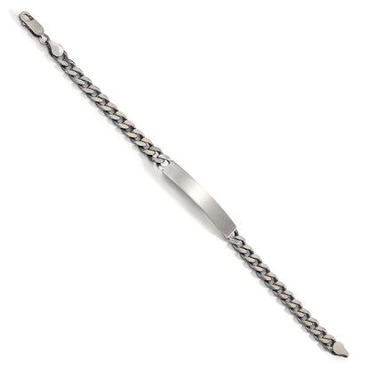Gourmette avec gravure Argent Patinée 20 cm