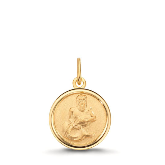Pendentif avec gravure Or jaune 9K Signe Astrologique Verseau Ø12 mm