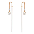 Boucles d'oreilles pendantes Or rouge 18K Diamant 0.06 ct, 3 Pierres, tw-si perle Akoya, 2 Perles, 4.5 mm