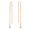 Threader Earrings 18k Red Gold Diamond 0.06 ct, 2 Stones, tw-si Akoya pearls, 2 Pearls, 4.5 mm