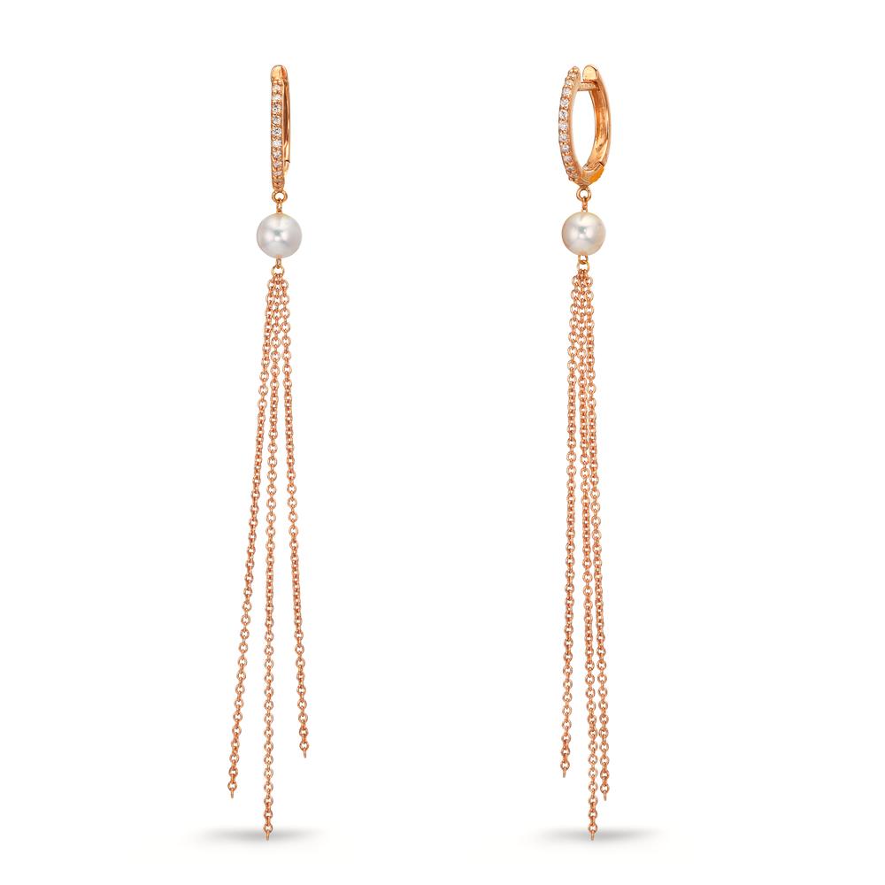 Hinged hoop 18k Red Gold Diamond 0.09 ct, 22 Stones, tw-si Freshwater pearl, 2 Pearls