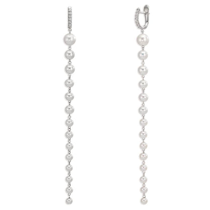 Klappcreolen 750/18 K Weissgold Diamant 0.12 ct, 12 Steine, tw-si Süsswasserzuchtperle, 28 Perlen