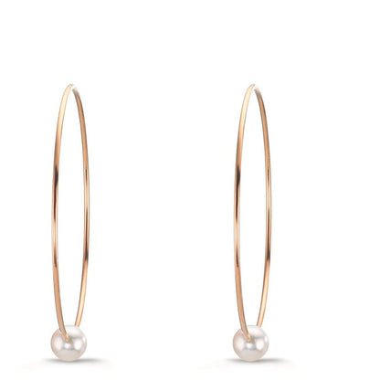 Orecchini a cerchio Oro rosso 750/18 carati Perle Akoya, 6 mm
