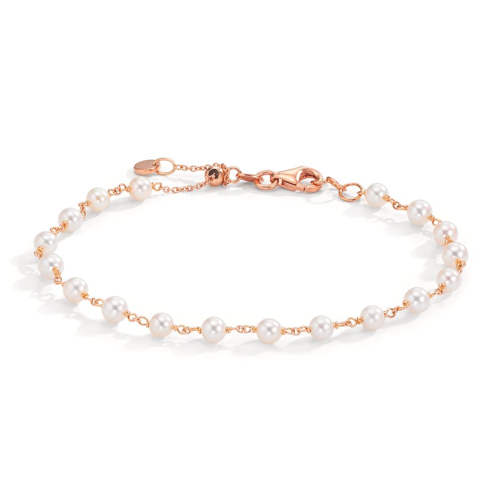 Bracelet Or rouge 18K perle d'eau douce, 18 Perles, 3.5 mm