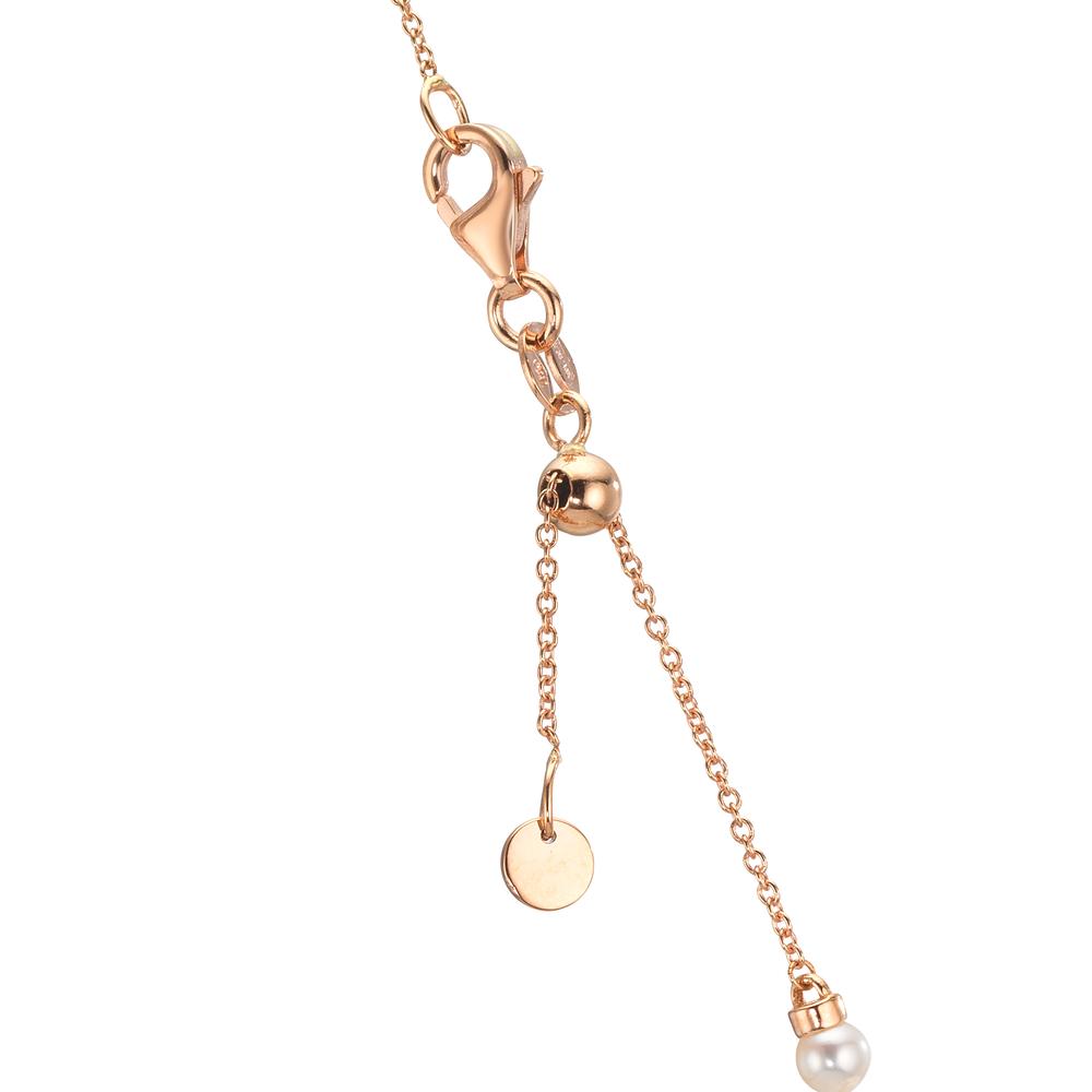 Necklace 18k Red Gold Sapphire 0.58 ct Freshwater pearl, 3.5 mm Heart 40-44 cm