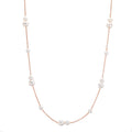 Collier Or rouge 18K perle d'eau douce, 23 Perles 3-5 mm 41.5-44 cm