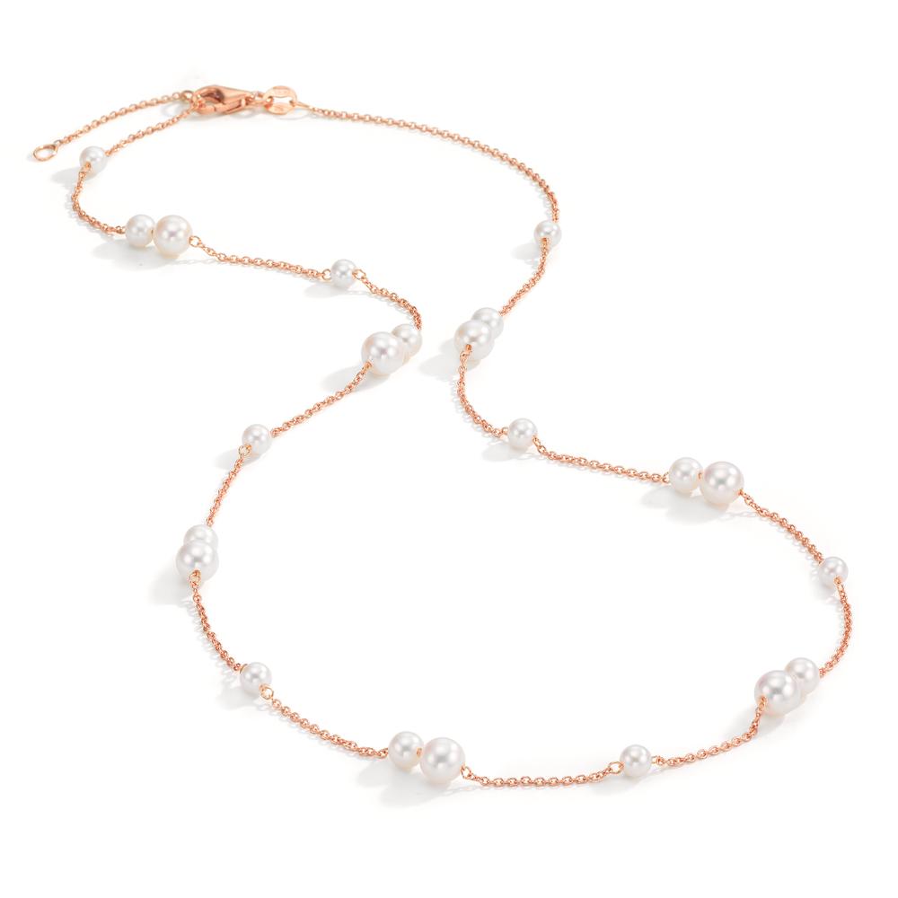 Collier Or rouge 18K perle d'eau douce, 23 Perles 3-5 mm 41.5-44 cm
