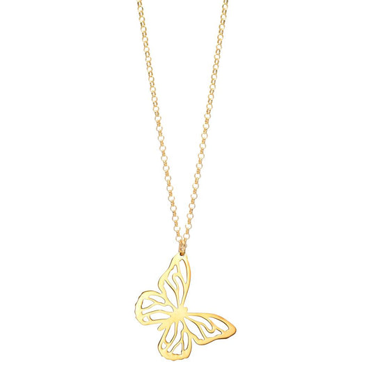 Necklace Silver Yellow Gold plated Butterfly 40-44 cm