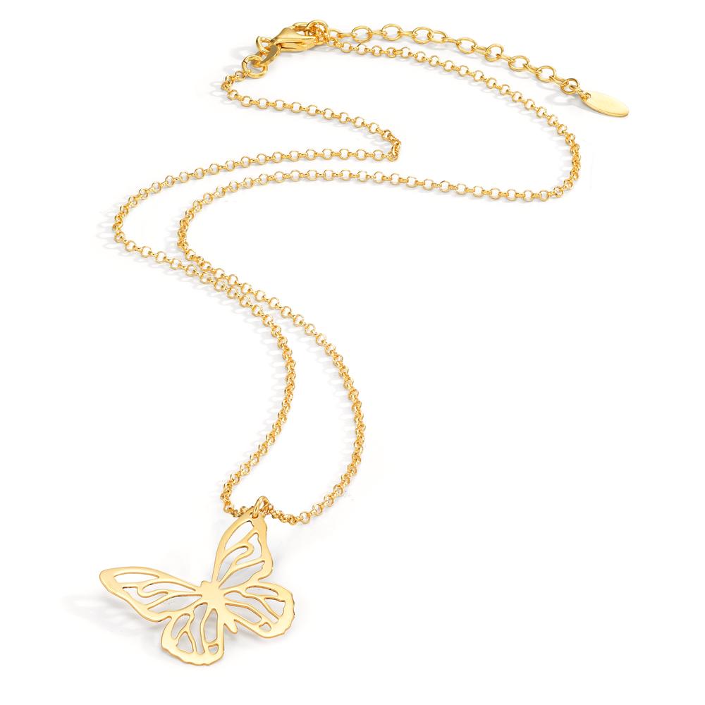 Collier Argent jaune Plaqué or Papillon 40-44 cm