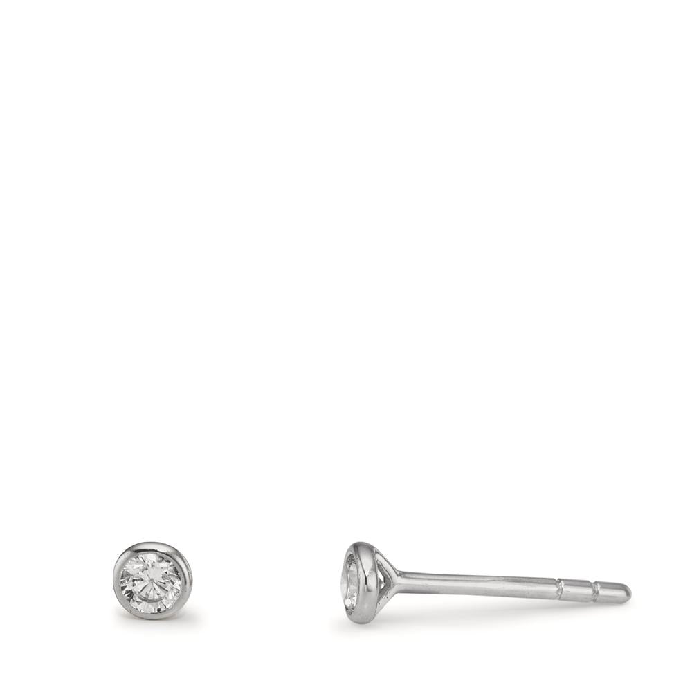 Stud earrings 9k White Gold Zirconia 2 Stones Ø2.9 mm