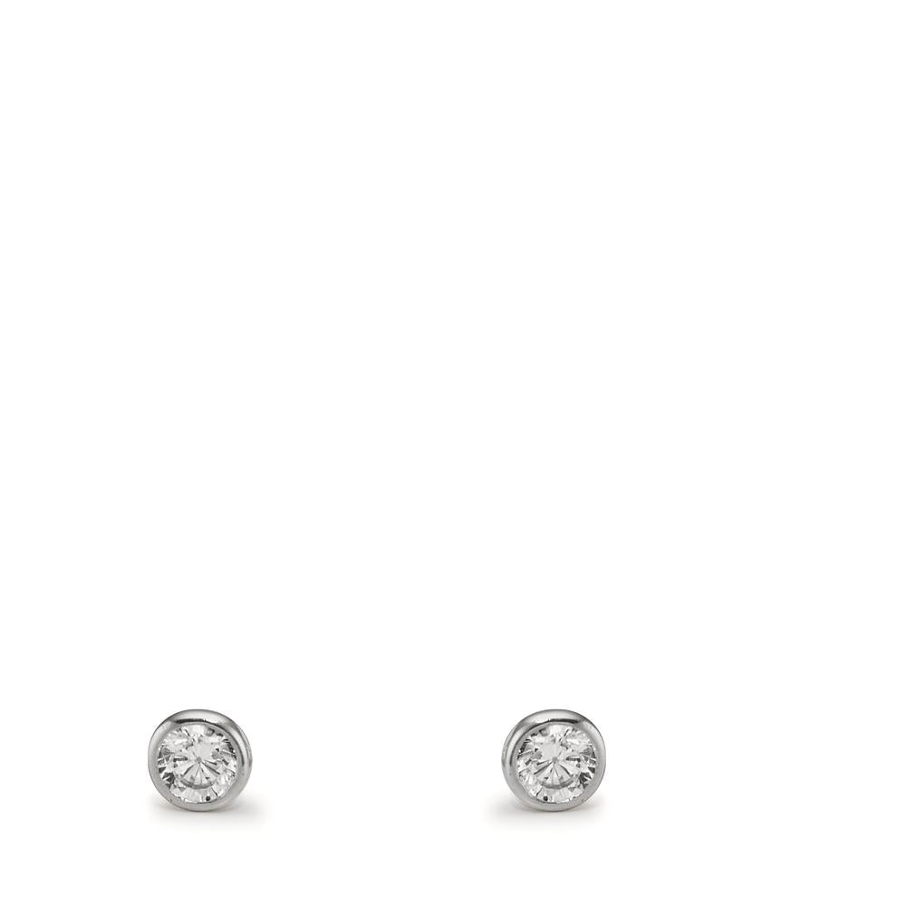 Stud earrings 9k White Gold Zirconia 2 Stones Ø2.9 mm
