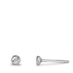 Orecchini a bottone Oro bianco 375/9K Zirconia 2 pietra Ø3.2 mm