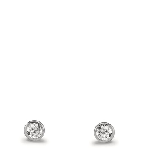 Pendientes Oro blanco de 375/9 quilates Circonita 2 piedras Ø3.2 mm