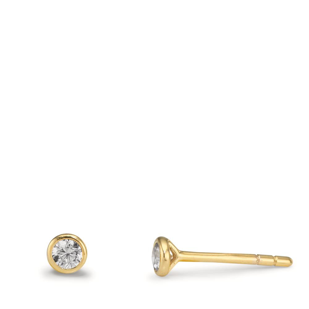Pendientes Oro amarillo de 375/9K Circonita 2 piedras Ø3.5 mm