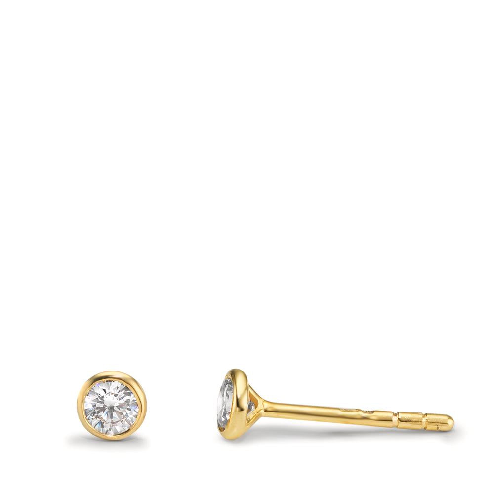 Örhängen med knoppar 375/9 K gult guld Zirkoniumoxid 2 stenar Ø3.8 mm