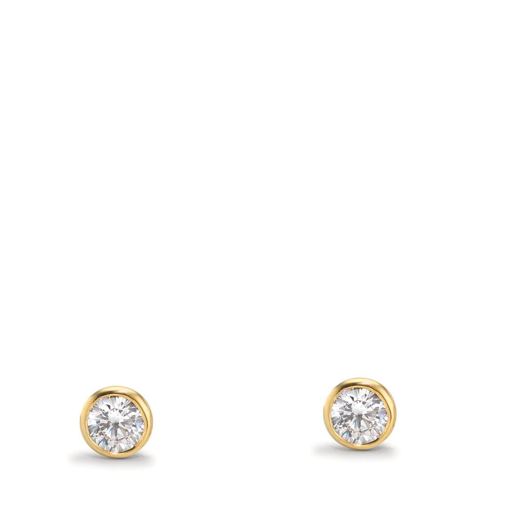 Örhängen med knoppar 375/9 K gult guld Zirkoniumoxid 2 stenar Ø3.8 mm