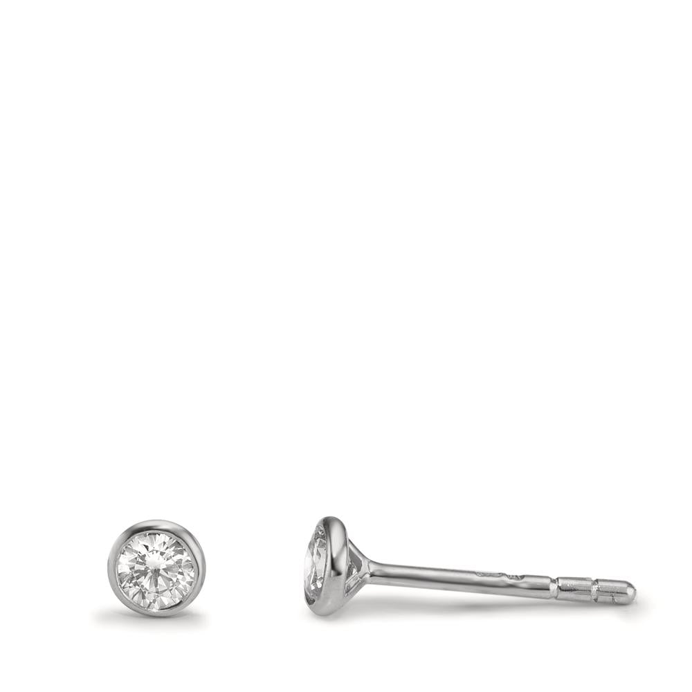 Stud earrings 9k White Gold Zirconia 2 Stones Ø3.8 mm