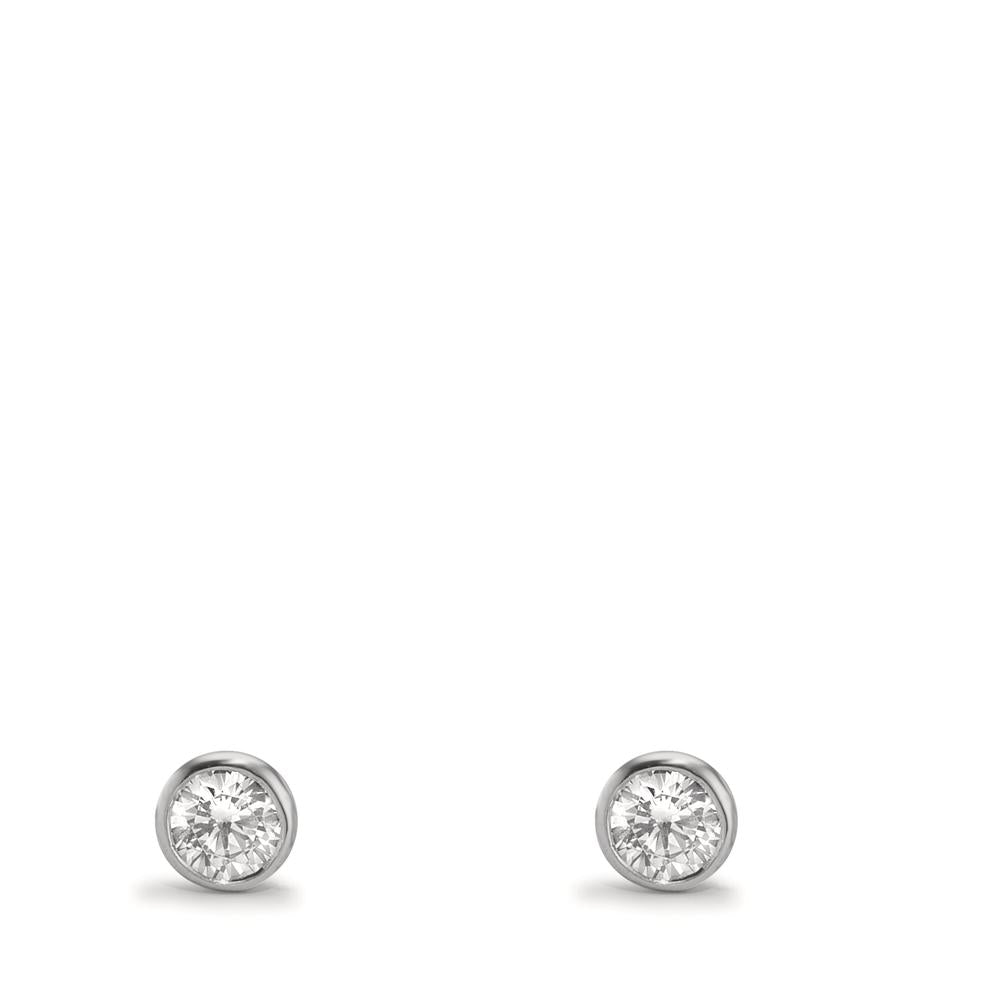 Stud earrings 9k White Gold Zirconia 2 Stones Ø3.8 mm