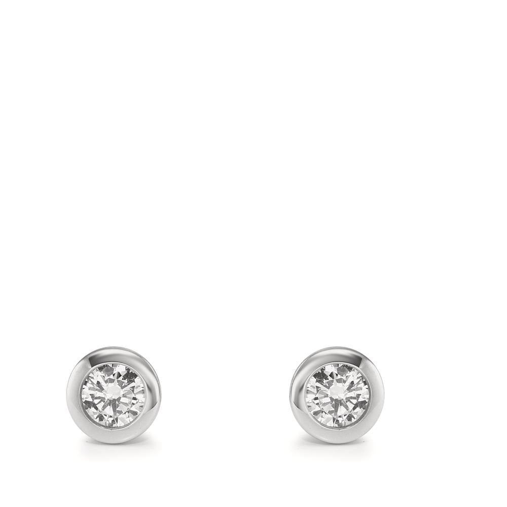 Ohrstecker 375/9 K Weissgold Zirkonia 2 Steine Ø5 mm