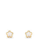 Ohrstecker 750/18 K Gelbgold Perlmutt Blume Ø4 mm