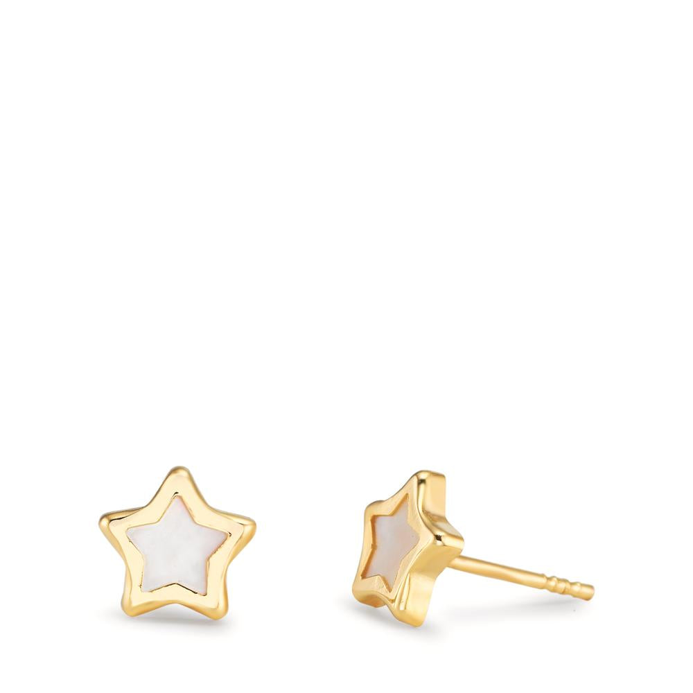 Ohrstecker 750/18 K Gelbgold Perlmutt Stern Ø5 mm