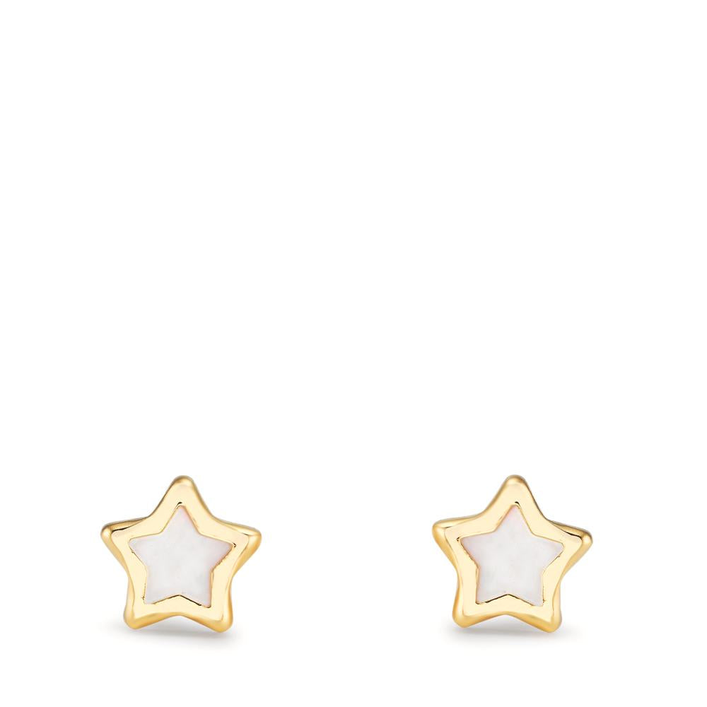 Ohrstecker 750/18 K Gelbgold Perlmutt Stern Ø5 mm