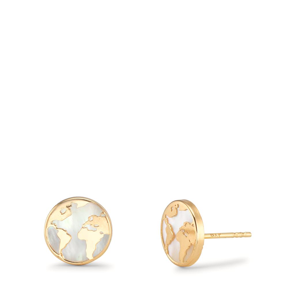 Stud earrings 18k Yellow Gold Mother of pearl Globe Ø8 mm