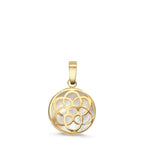 Pendentif Or jaune 18K nacre Fleur de vie Ø10 mm