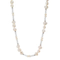 Collier Edelstahl Kristall weiss Süsswasserzuchtperlen 90 cm