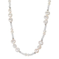 Collier Edelstahl Kristall weiss Süsswasserzuchtperlen 45 cm
