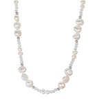 Collier Edelstahl Kristall weiss Süsswasserzuchtperlen 45 cm