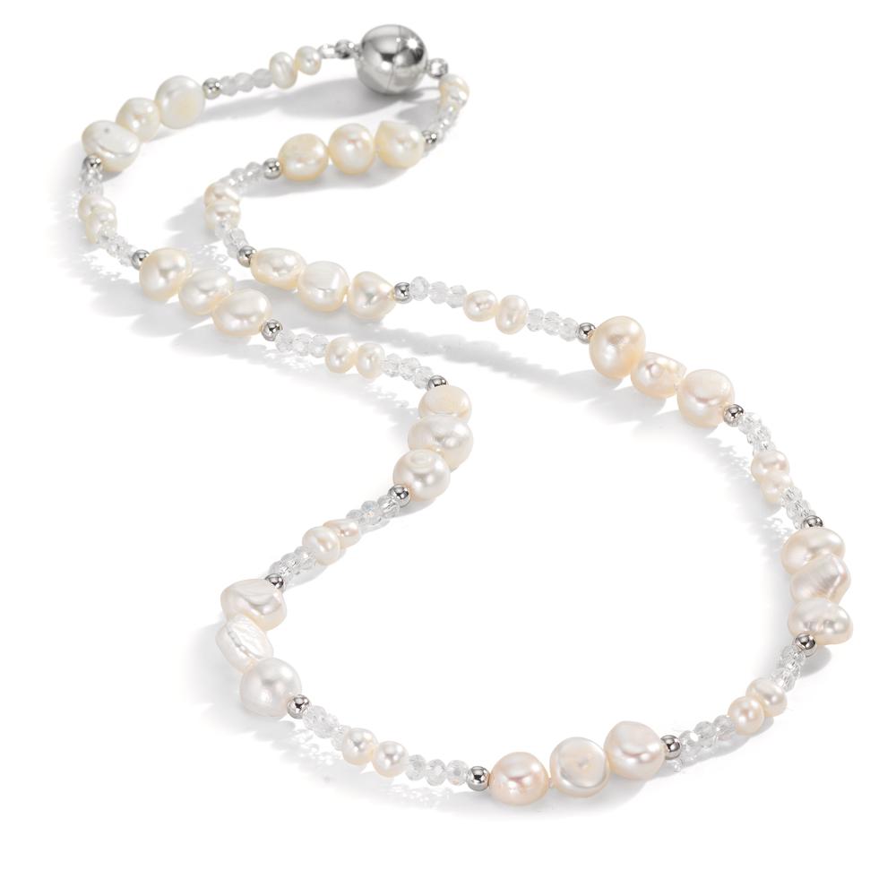 Necklace Stainless steel Crystal White Freshwater pearl 47 cm