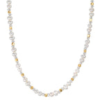Collier Edelstahl Kristall weiss gelb IP beschichtet Süsswasserzuchtperlen 43.5 cm