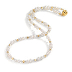 Collier Edelstahl Kristall weiss gelb IP beschichtet Süsswasserzuchtperlen 43.5 cm