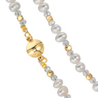 Collier Edelstahl Kristall weiss gelb IP beschichtet Süsswasserzuchtperlen 43.5 cm
