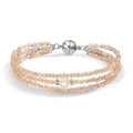 Armband rostfritt stål kristall champagne Sötvattensodlad pärla 7-7.5 mm