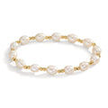 Armband Edelstahl gelb IP beschichtet Süsswasserzuchtperlen 6.5-7 mm 18.5 cm