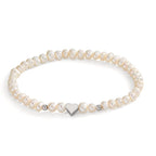 Bracciale Acciaio inossidabile Perla coltivata d'acqua dolce 5-5.5 mm Cuore