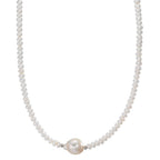 Collier Edelstahl Süsswasserzuchtperlen, 4 mm 43 cm