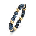 Fingerring Edelstahl Kristall blau, 3 mm gelb IP beschichtet