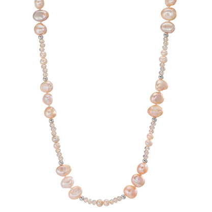 Collier Edelstahl Kristall rosa Süsswasserzuchtperlen rosa 90 cm