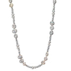 Collier Edelstahl Kristall grau Süsswasserzuchtperlen grau 90 cm
